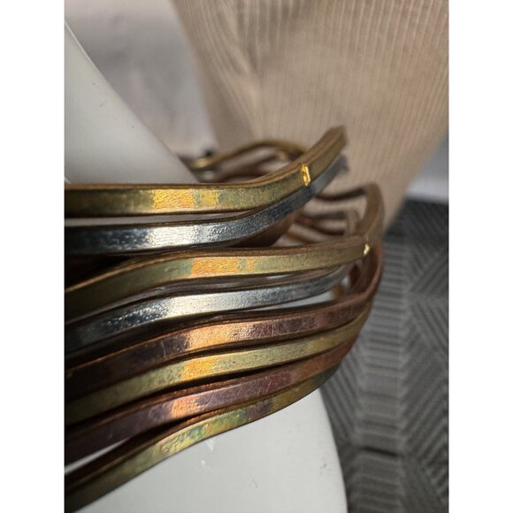 Set Of 9 Wavy Mixed Metal Bangles In Gold Copper & Silver Finish - Picture 7 of 16
